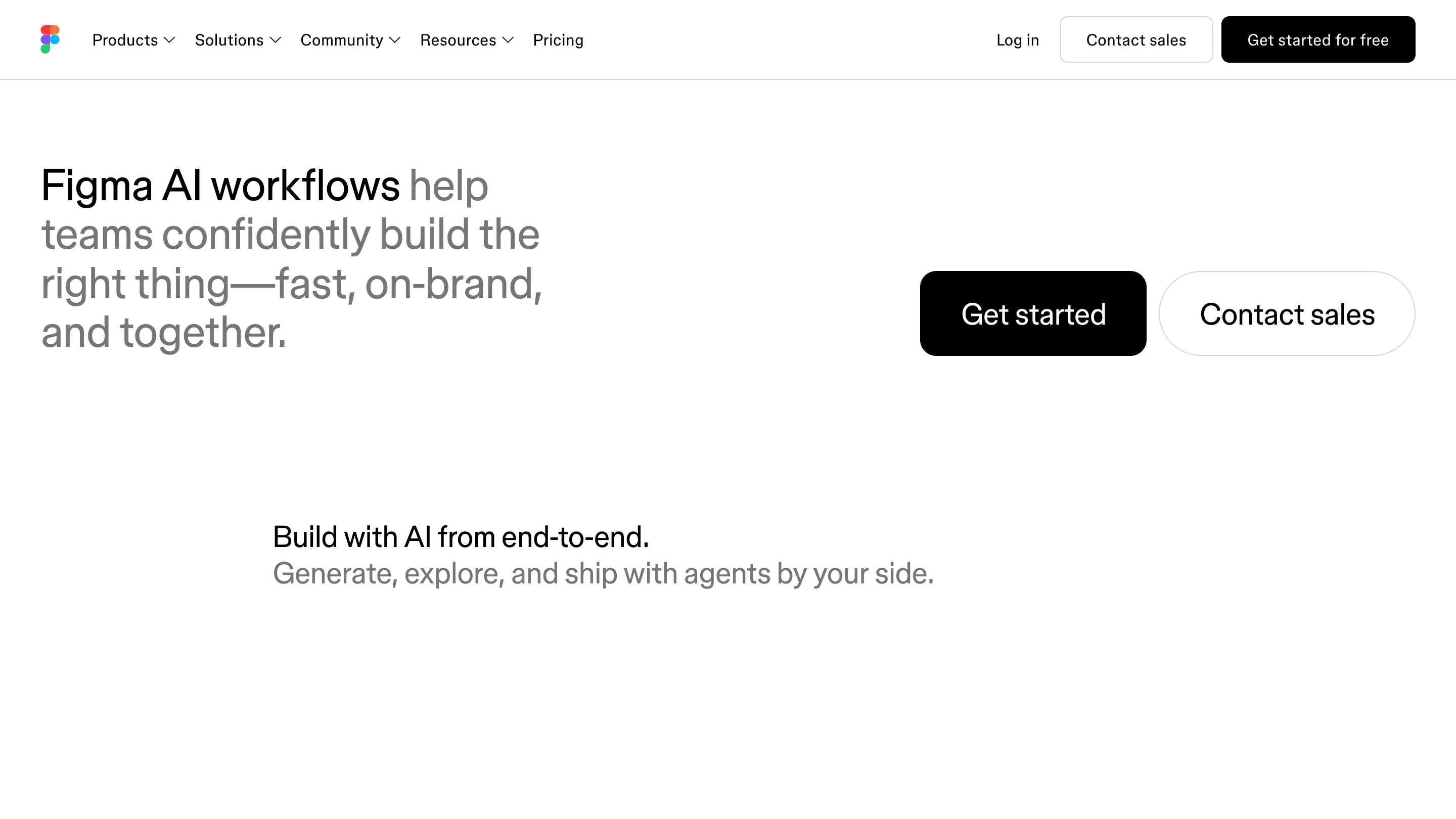 Figma's AI page, with the line about shipping with agents by your side